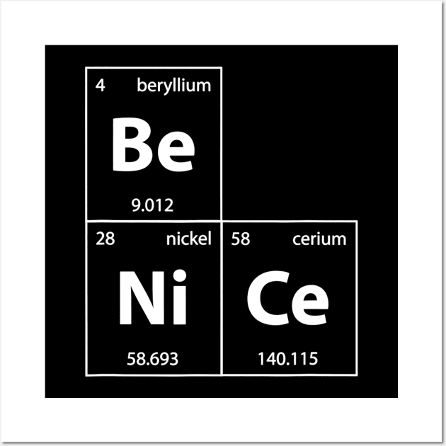 Be Nice Anti Bullying For Science Students Teacher Wall Art by agustinbosman